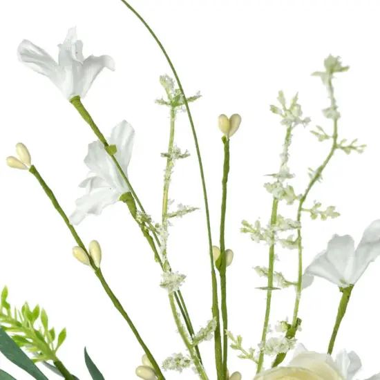 19" Rose Hydrangea Flower Spray: White/Cream {3}