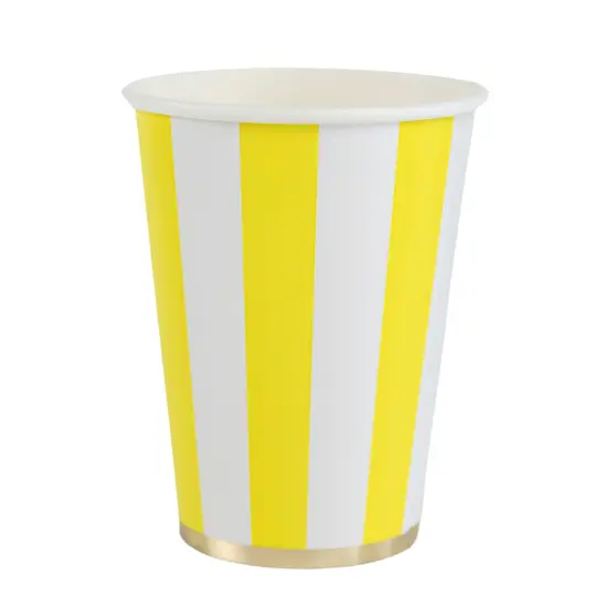 SOLEIL YELLOW SIGNATURE CABANA STRIPE CUPS {1}