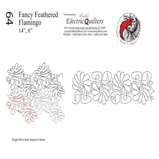 064 Fancy Feathered Flamingo Pantograph by Linda V. Taylor {1}