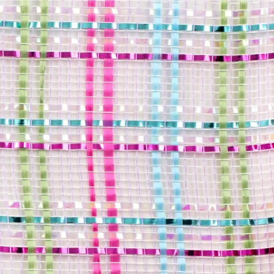 10" Vertical Foil Plaid Mesh Ribbon: Lavender/Pink/Turquoise/Lime {3}