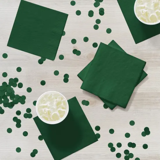 1200 pc Bulk Hunter Green Paper Beverage Napkin 2ply {3}