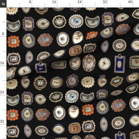 Various Fabrics by the Yard or Fat Quarter Victorian Gothic Elegant Georgian Lovers Eyes Black Ivory Cream Spooky Halloween Custom Printed Fabric by Spoonflower {1}
