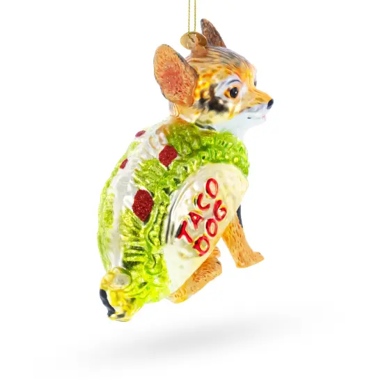 Taco Dog Glass Christmas Ornament {3}
