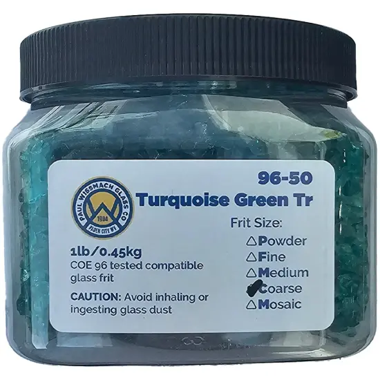 Wissmach Frit Coarse Turquoise Green 96-50 1Lb. Jar 96 COE {2}