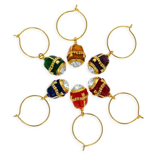 Purple Guilloche Royal Egg Wine Glass Charm {5}