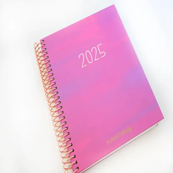2025 Planner - Mini Horizontal Layout, Spiral Bound - "Fuchsia Strokes" (#404) {3}