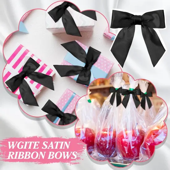 60 Pcs Satin Ribbon Bows 3 x 3 Inches Self Adhesive Satin Bows for Gift Wrapping Premade Ribbon Bows with Double Sided Tape for Crafts {4}