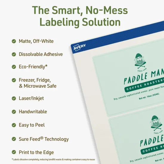 Avery Dissolvable Labels, 4" x 6" Rectangle {2}