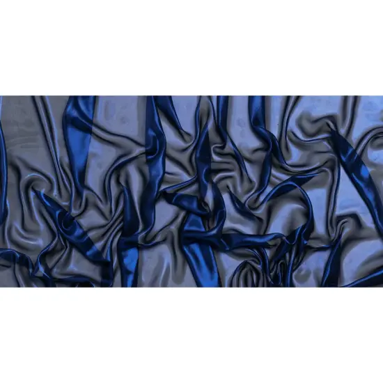 1 Yard Navy on Black Chiffon Metallic Polyester Fabric, 60" Width {3}