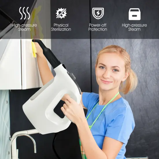 17 Pieces Multipurpose Pressurized Steam Cleaner with Transparent Water Tank Gray {3}