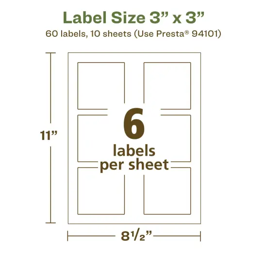 Avery Recycled Matte White Labels,3" x 3" Square {5}