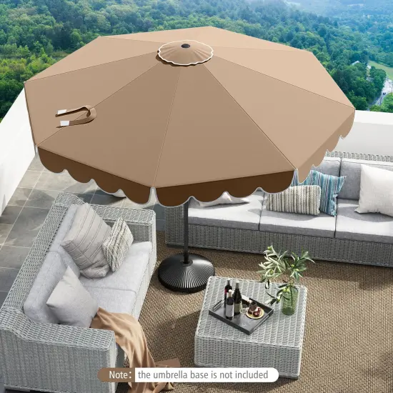 Costway 10 FT Patio Umbrella with Crank Tilt Adjustment Ruffles Vented Top 8 Ribs Beige/Brown/Gray/Blue/Red {12}