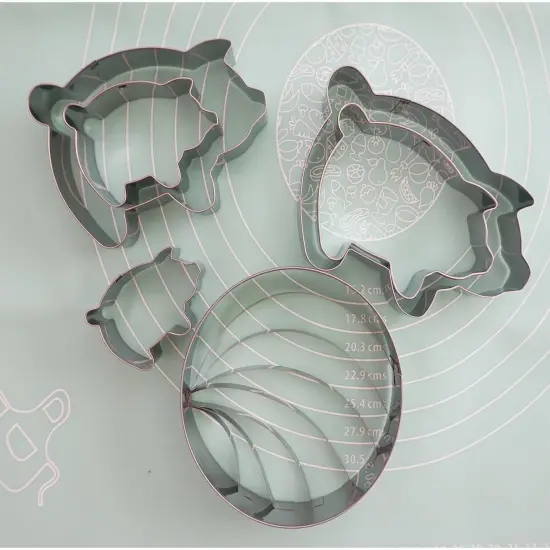 4 Inch Concha Cutter Mexican Bread Mold with 5 Sizes Piggy Cookie Cutters, Stainless Steel Molde Para Hacer Conchas De Pan, Metal Concha Shell Stamp and Pig Cookie Cutter Set {4}