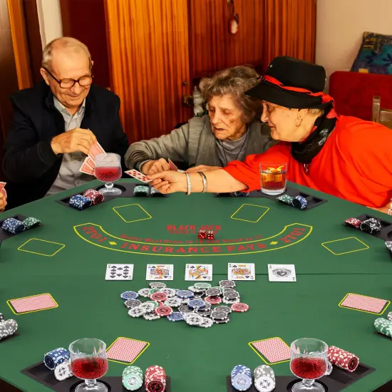 Felt Folding Portable Poker Table Top with Cup Holders and Chip Trays Green {2}