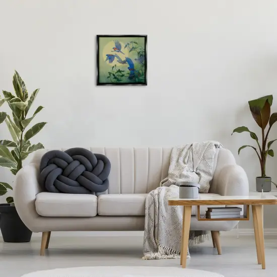 Stupell Industries Bluebird Flock over Moon Floating Frame By Floy Zittin {2}