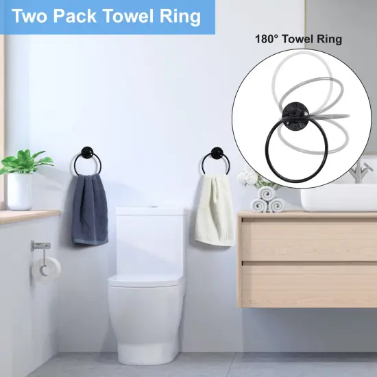 13-Piece Black Metal Wall-Mounted Bathroom Hardware Set - Industrial Towel Racks, Toilet Paper Holders, Hooks & Rings, No-Tool Assembly, Safe Design for Bathroom/Kitchen Storage {4}