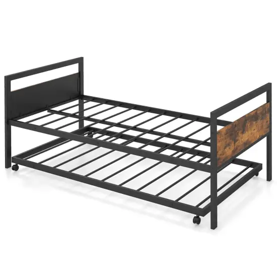 Metal Twin Metal Daybed with Trundle, Space-Saving and Industrial Style {1}