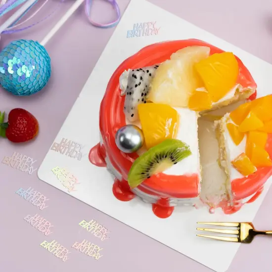 300pcs Happy Birthday Confetti, Glitter Birthday Table Confetti Iridescent Confetti Circle Letters Shape Birthday Party Decoration Scatters for Table Balloon DIY Crafting {4}