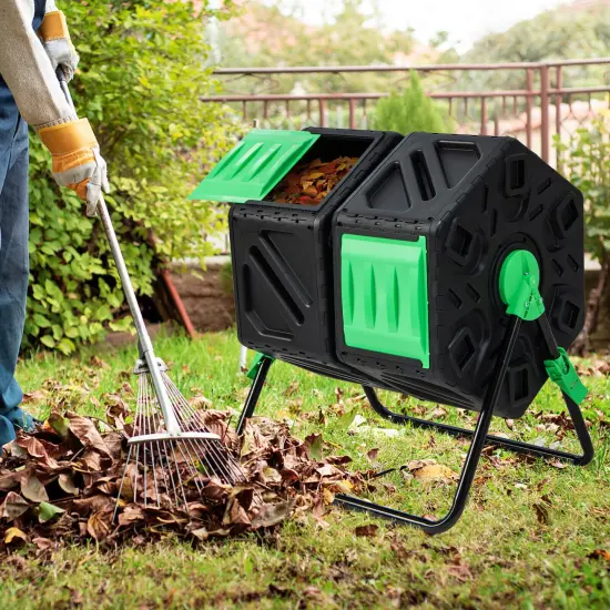 Dual Chamber Compost Tumbler with 360&deg; Rotatable Design and Aeration System {3}