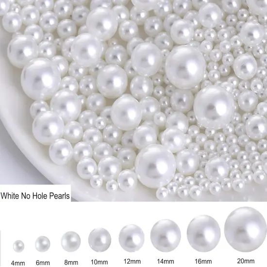 50PCS No Hole Pearls Vase Fillers, 20MM White Pearls for Craft No Holes, Faux Plastic Makeup Round Pearls Beads for Table Scatter, Wedding, Birthday, Home Decoration {2}