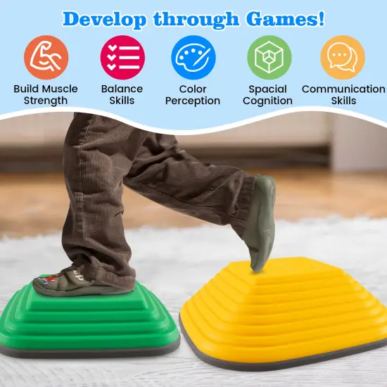 11-Piece Kids Stepping Stone Set for Balance and Coordination with Non-Slip TPE Edging {4}
