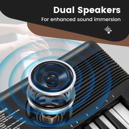 Black Electric 61-Key Keyboard Piano with Microphone, Power Adapter, and Accessories {5}