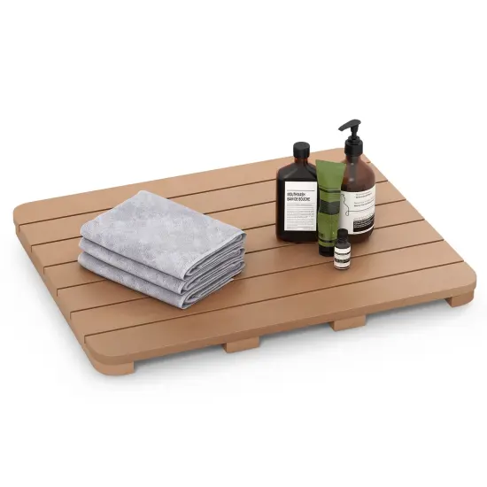HIPS Slatted Bath Spa Mat with Rounded and Smooth Edges Perfect Addition to Shower Room or Bathtub Brown {4}