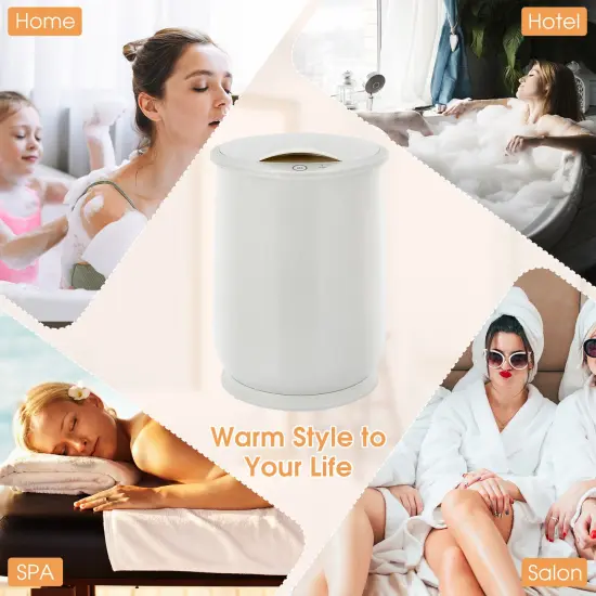 21 Liter Portable Spa Bathroom Bucket Towel Warmer with Fragrance Holder and Handle Gray {5}