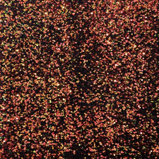 1 Yard Sequins Embroidered Stretch Velvet Rodeo Fabric Orange Iridescent {1}