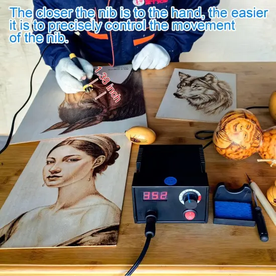 LH30-1 wood burning tool,wood burning kit pen 25~750℃,professional wood burning kit,with digital thermometer temperature adjustable temperature,1 wood burning pens, 30 pen tips(LH30-1A pen) {4}