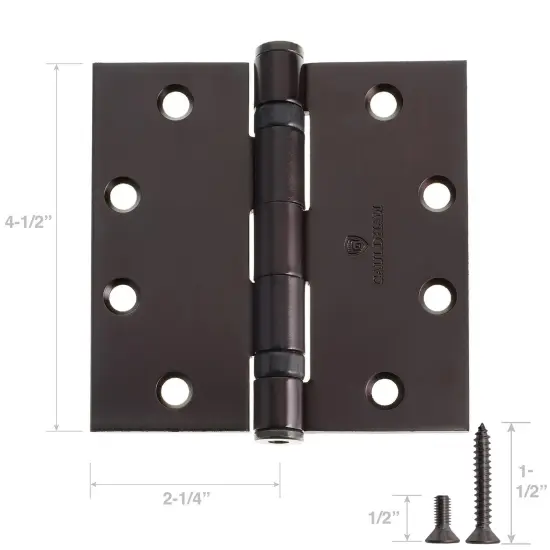 Cauldham (3 Pack) Commercial-Grade&nbsp;4-1/2" Full Mortise Ball-Bearing Door Hinges {4}