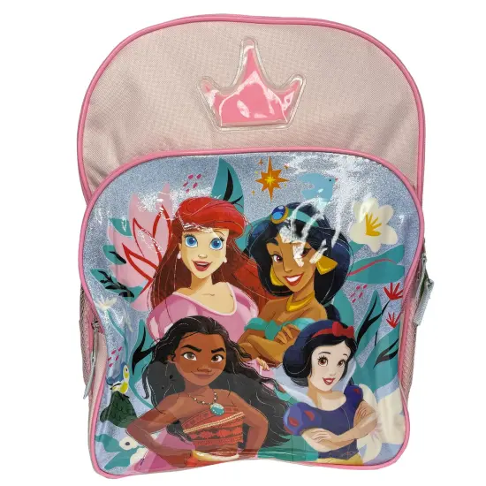 Disney Princesses Pink 16" School Backpack with Front Pocket {3}