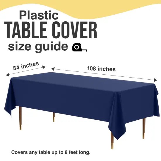 Exquisite 12-Pack Premium Plastic Tablecloth 54in. x 108in. Rectangle Plastic Table Cover Navy {4}