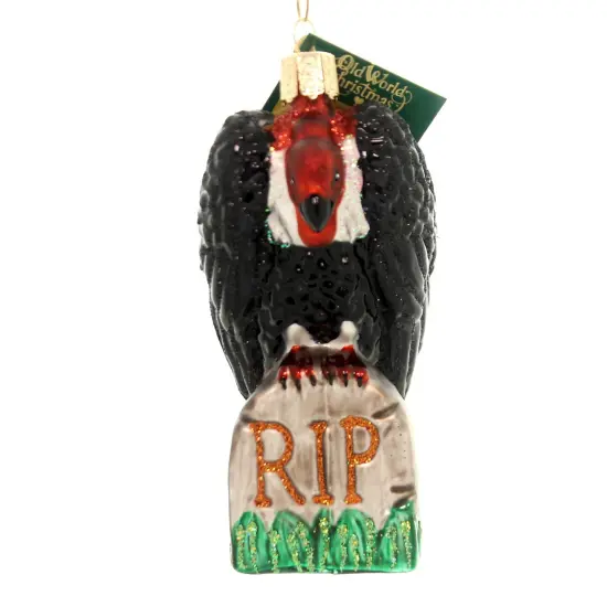 Old World Christmas 4.25 In Halloween Vulture Halloween Tree Ornament , Halloween Decor Tombstone Black {1}