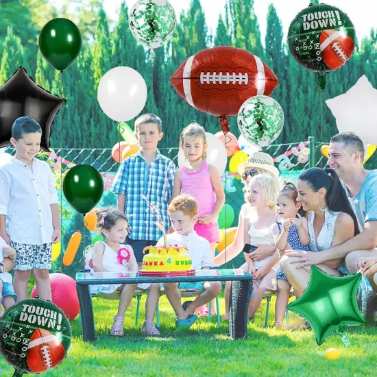 Football Party Balloons,27 Inch Football Shape Balloon Mylar Foil Latex Balloon Bouquet for Kids Teenagers Sport Theme Birthday Party Decors, Super Sunday Touchdown Party Decors Supplies {4}