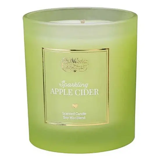 Old World Christmas 3.5 Inch Sparkling Apple Cider Scented Candle Fall Flame Candle , Fall Decor Fall Winter Scents Luxurious Green {1}