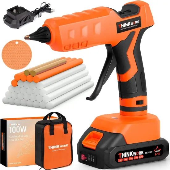 Hot Glue Gun, 20V Cordless Glue Gun with 30 PCS Full Size Sticks, Drip-Free Fast Heating Glue Gun Kit for DIY&Crafts, Repair and Construction, Rechargeable Battery and Charger Included {1}