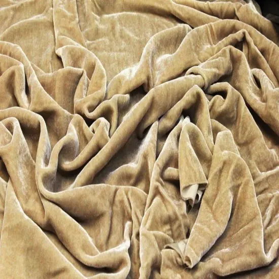1 Yard Silk Rayon Velvet Fabric 45 Inches Width Gardenia Beige {1}