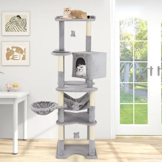 Engineered Wood Cat Tree with Scratching Posts, Condo and Perches {3}