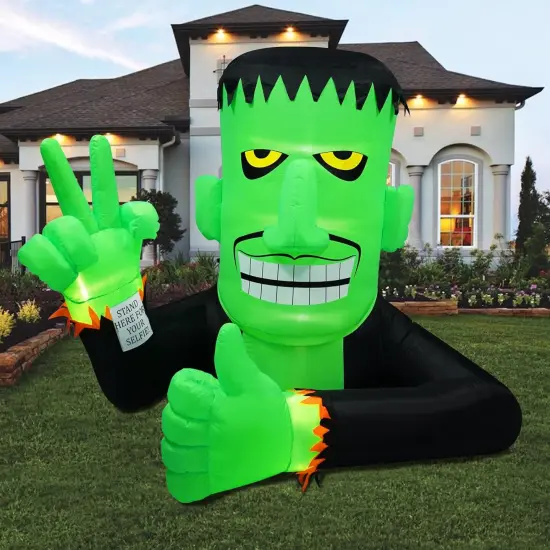 6FT High Halloween Inflatable Frankenstein Outdoor Decoration, Green Frank Inflatables with Led Lights for Home Yard Lawn Decoration {1}