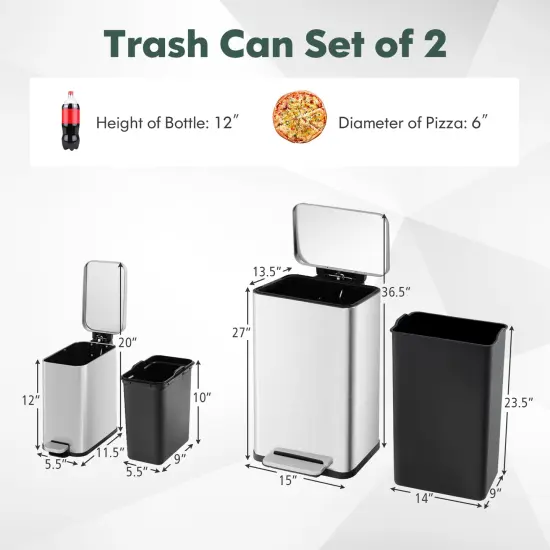 Silver & Rose Gold Stainless Steel Dual Trash Cans with Soft Close {4}