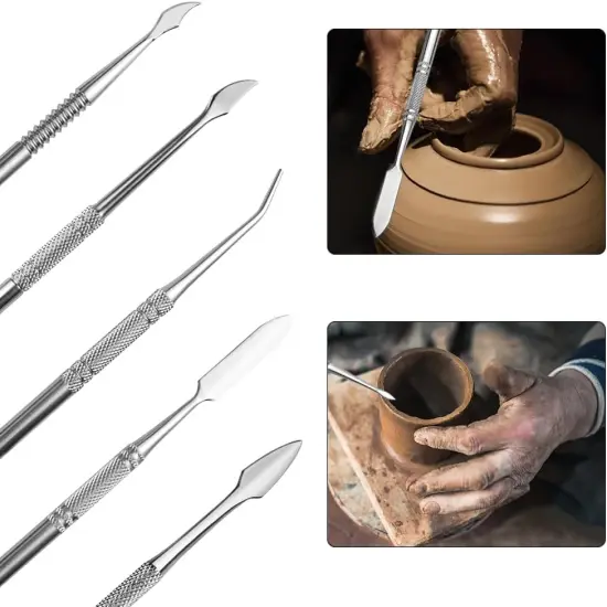 10PCS Stainless Steel Double-Sided Wax Carving Tools Metal Sculpting Tools {5}