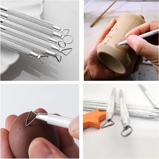 14PCS Ceramic Pottery Clay Ribbon Sculpting Tool Kit with Feather Wire Texture and Needle Detail Tools {5}