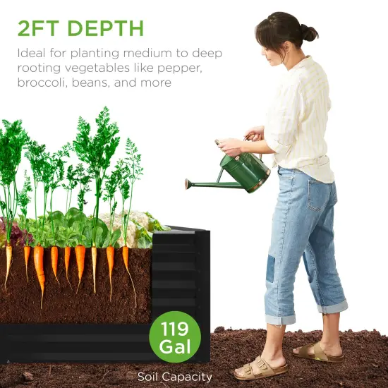 Best Choice Products 4x2x2ft Outdoor Metal Raised Garden Bed, Planter Box for Vegetables, Flowers, Herbs Black {3}