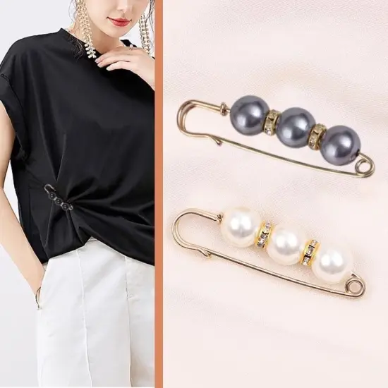 12 Pieces Pearl Brooch Pins, Safety Pin for Women Girls Clothing Dresses Jeans,Sweater Shawl Clips Pearl Brooches {3}