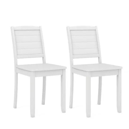 Costway Armless Wood Dining Chair Set of 2 with Rubber Wood Legs Curved Backrest Kitchen White/Black {7}