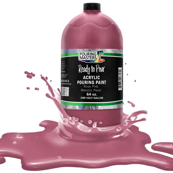 Pouring Masters Rose Pink Metallic Pearl Ready to Pour Acrylic Pouring Paint - Premium 64-Ounce Pre-Mixed Fluid Acrylic Paint - Fluid Art Supplies for Canvas, Wood, Paper, Tile & Rocks {1}