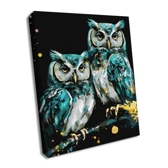 Painting by Numbers kit Wise owls with extra metallic paints KHO6514 {1}