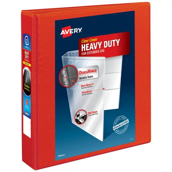 Avery Heavy-Duty View 3 Ring Binder, 1.5 Inch EZD Rings, Great for Portfolio Binders, Office Binders, School Notebook Binders, and More, 1 Red Binder (79171) {1}