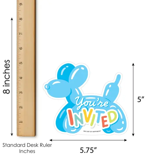 Big Dot of Happiness Balloon Animals - Shaped Fill-In Invitations - Happy Birthday Party Invitation Cards with Envelopes - Set of 12 {7}